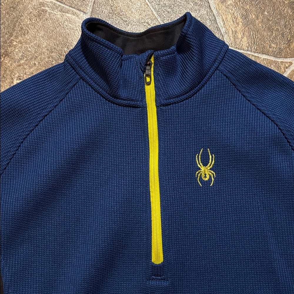Spyder Men's Blue and Black 3/4 zip Sweater - Picture 5 of 8